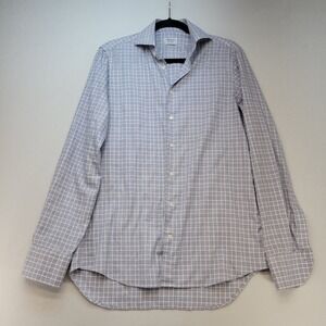 Stenströms Button Down Mens 15.5/39 Blue Plaid Fitted Twofold Stretch Shirt